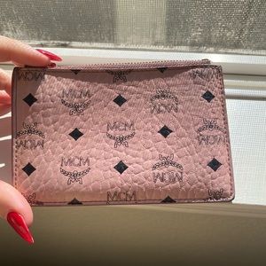 MCM light pink wallet chain